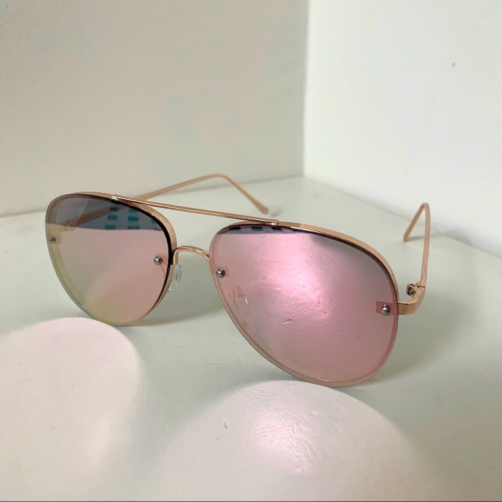 Pink mirrored aviator-style Sunbox sunglasses